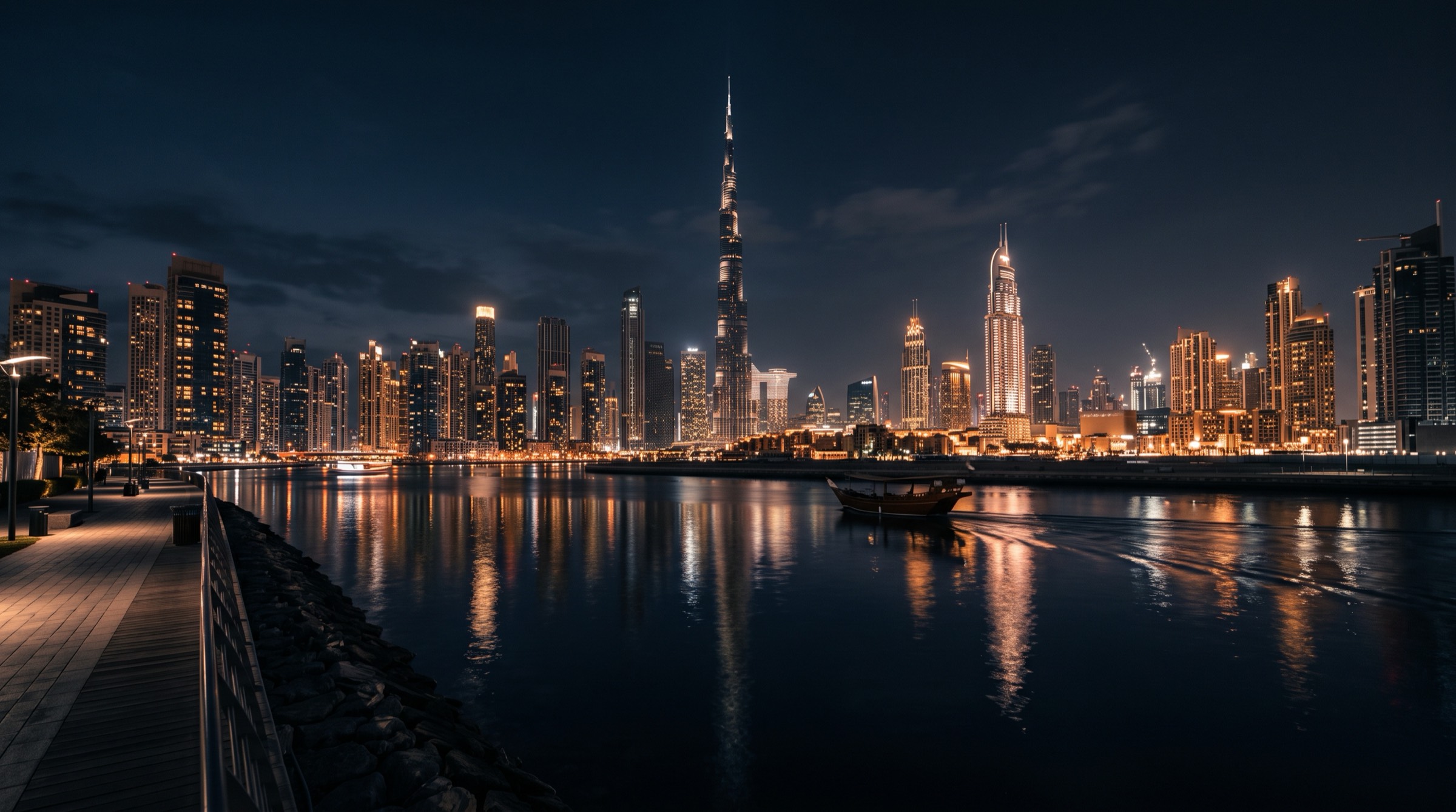 Skyline de Dubaï de nuit